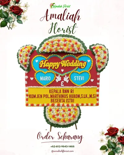Karangan Papan Bunga Pernikahan di Girikulon